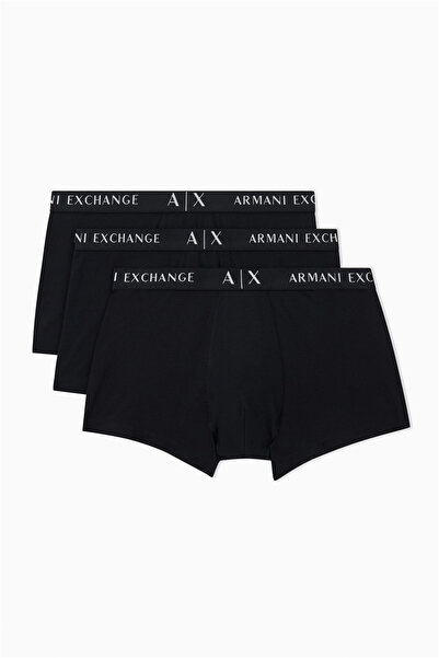 Armani Exchange Мъжки боксерки от еластичен памук с лого, комплект от 3 броя ...
