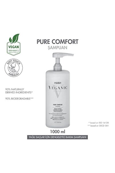 HUSH Veganic Pure Comfort Yağlı Saçlar İçin Dengeleyici Şampuan 1000 ml