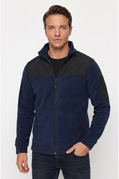 PandaForma Navy Blue Unisex Soft Shell Fleece with Pockets