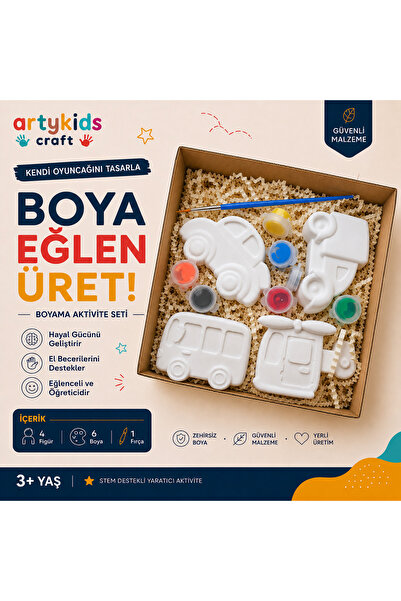 ArtyKids Craft Taş Tozu Boyama Kiti // Motorlu Taşıtlar Set 2 // Aile - Çocuk...