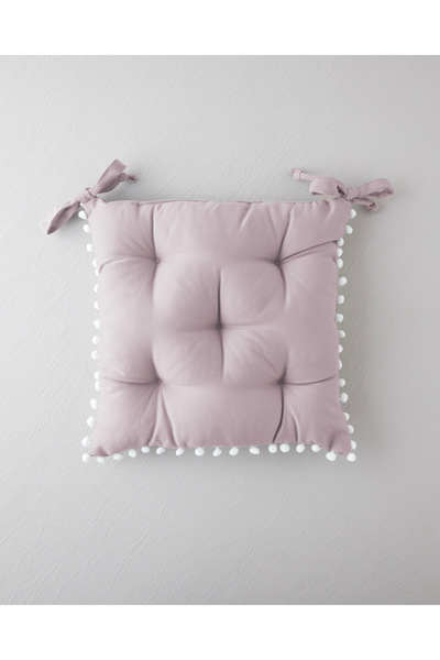 English Home Ponponlu Sandalye Minderi 40x40 cm Pudra