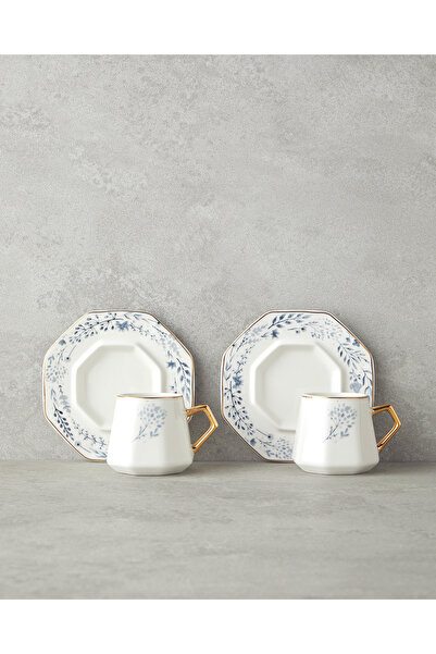 English Home Dreampetal New Bone China 12 Parça 6 Kişilik Kahve Fincan Takımı 80 ml Mavi