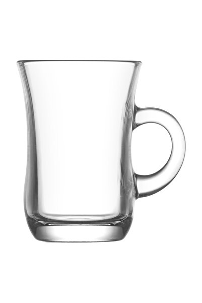 LAV Yudum Cam Kulplu Çay Bardağı 6 Kişilik 95 ml Kulplu