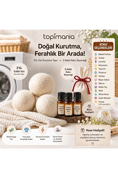 Topimania Yün Kurutma Topları 3 قطع Xxl كرات تجفيف صوف الغسيل - 3 قطع 10 مل ج...