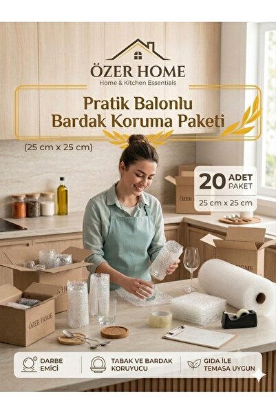 troykar Özer Home 20'li 25x25 cm Balonlu Naylon Tabak Koruyucu Seti - Darbe E...