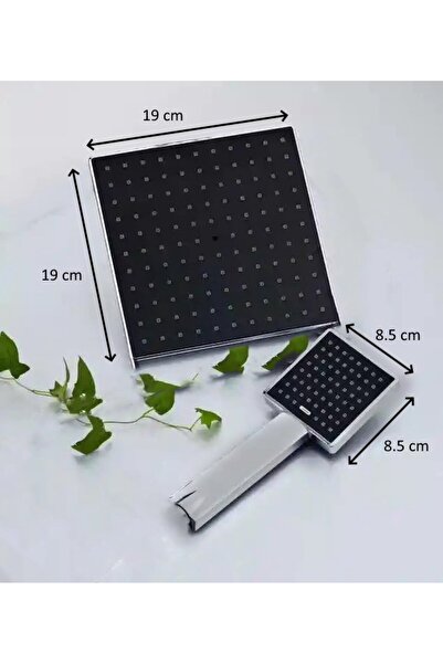 FAWER Faucet & Shower Siyah Krom Tepe Duş Başlığı ve El Duş Başlığı Seti