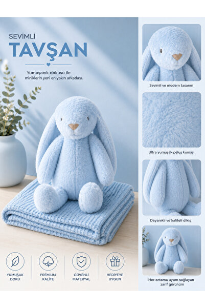 Minidreams Bebek Uyku Arkadaşı Tavşan Peluş – Yumuşak Dokulu Uyku Oyuncağı (K...