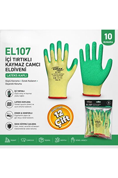 zimak EL-107 Camcı Latex Pro Eldiven 10 Numara (12 Çift)
