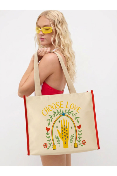 MelsandMano Moo Shopping Bag Kadın Baskılı Büyük Boy Su Geçirmez Omuz Plaj Ça...