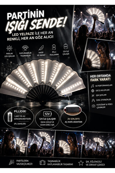Zigver 3V 13 inç Glow katlanır el Fan LED dekoratif Fan LED Fan fotoğraf sahn...