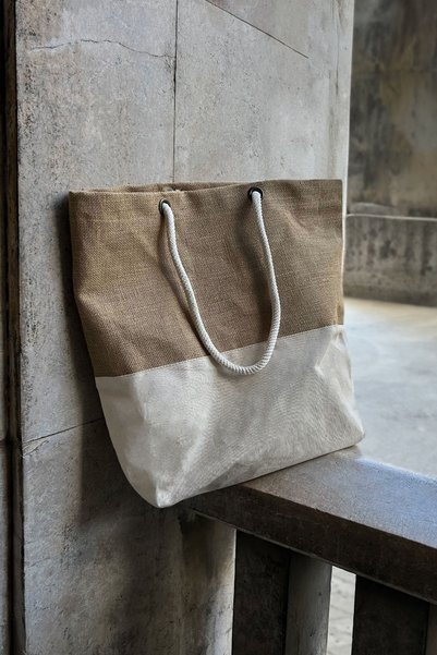 feinas Jute Canvas Bag (47X44X10Cm - 10cm Bottom Bellow)