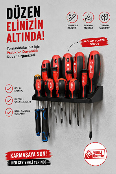 TUTACENTER Plastik Tornavida Standı – Duvara Monte Tornavida Tutucu Organizer...