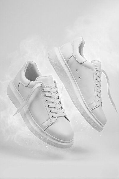 Zerenyus Premium Yüksek Taban Bağcıklı Erkek Sneaker Beyaz