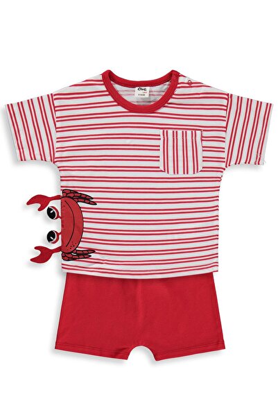 Civil Baby Çizgili 6-18 Ay Takım - Kırmızı