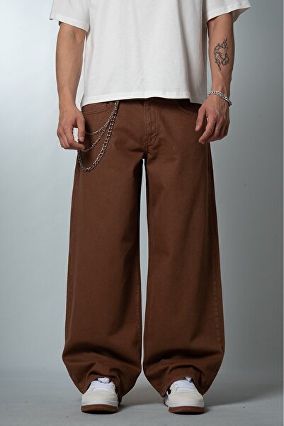 GRJ denim Coffee Wide Leg Super Baggy Coffee Men's Jean Pants
