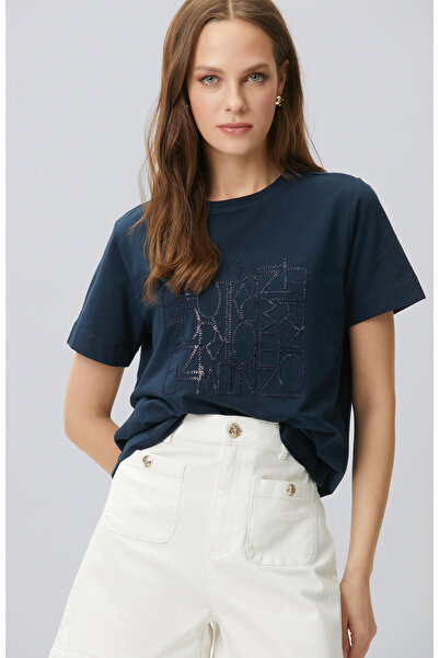 Network Lacivert Nakış Detaylı T-shirt