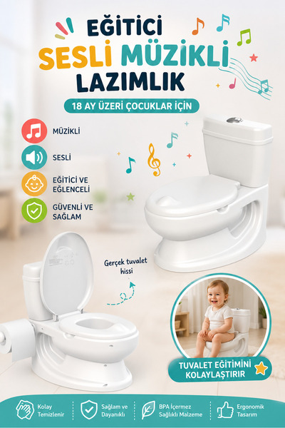 TWOX Eğitici Sesli Müzikli Lazımlık 18 Ay+ Çocuk Tuvalet Eğitim Lazımlığı Bey...