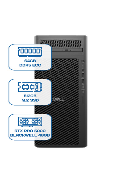 Dell PRO MAX TOWER T2 CORE ULTRA 9 285K 64GB ECC RAM 512GB M.2 SSD RTX PRO 50...