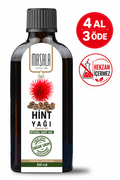 Masala Hint Yağı 100 Ml. Cam Şişe - Saf Ve Katkısız (CASTOR OİL) - Soğuk Pres