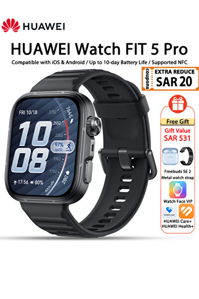 Huawei ساعة ذكية WATCH FIT 5 Pro، شاشة كاملة مقاس 1.92 بوصة، دراسة المخاطر، ت...