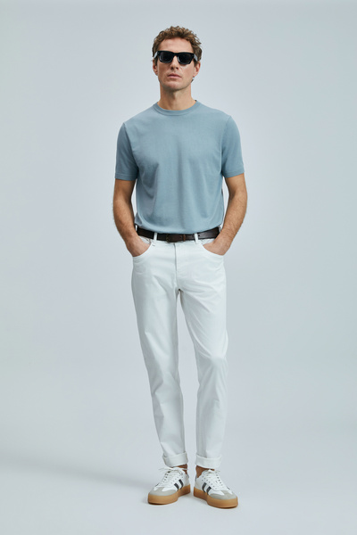 Lufian Helt Spor 5 Cep Erkek Pantolon Slim Fit Beyaz