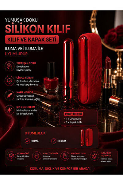 Zigver Iqos Iluma Modeli Için Silikon Kılıf Seti Red(TEREA ILE ÇALIŞAN CİHAZA...