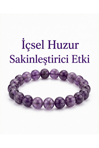 Cunda Doğal Taş Design Ametist Bileklik 8 mm.Taş Ebatı ( İçsel Huzur )
