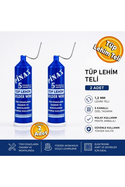 Pinax 5 Kanallı Tüp Lehim Lehim Teli 1.2 mm (2 Adet)