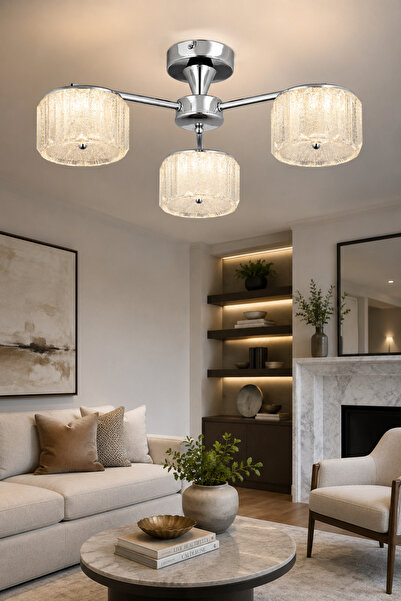 ESSLİGHT Mercan 3’lü 3 Renk Işık Özellikli Led'li Modern Salon Mutfak Yatak O...