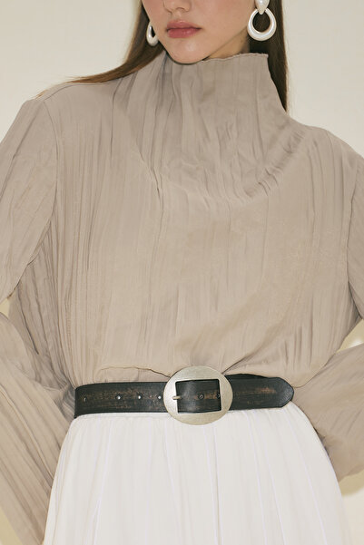 Manuka Big Oval Buckle Belt Black