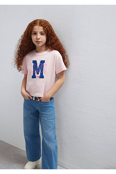 Mavi M Logo Baskılı Pembe Tişört Loose Fit / Bol Rahat Kesim 7610390-71007