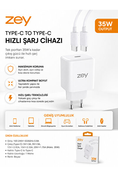 ZEY Realme uyumlu C25 C25S C35 C53 C55 Xt Şarj Aleti Type-C 33W Hızlı Şarj ( ...