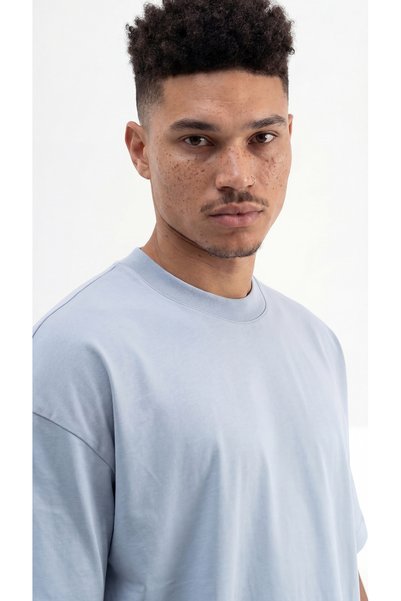 Machinist Men's Basic Cotton Super Oversize T-Shirt Smoke Blue