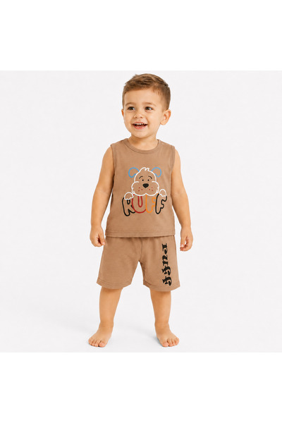 Atabay Kids Atabay 122-05-25 Baby Boy Suit Zero Sleeve Shorts Ruff Printed 9/...