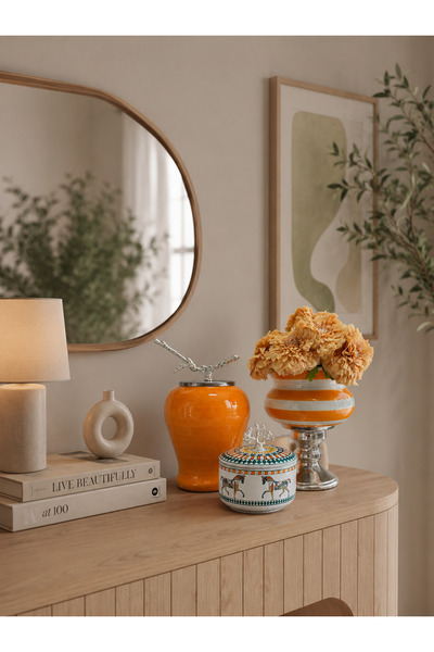 Decorative Object Living Room Set HERM Pattern Box Soft Yellow Zebra Footed Flower Pot Soft Yellow King SILVER