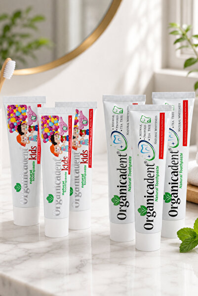 Organicadent Üçlü Koruma Doğal Diş Macunu & Doğal Çocuk Diş Macunu (6'lı Pake...