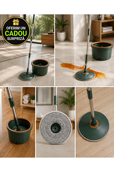 ZanaCasei Set Mop Rotativ ZânaCasei Deluxe – Verde, cu PATRU Rezerve + CADOU ...