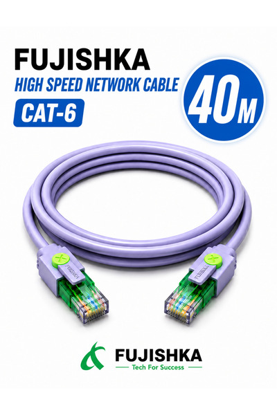 FUJISHKA كابل إيثرنت CAT6 عالي السرعة 40 متر - كابل LAN بموصل RJ45 للراوتر وا...