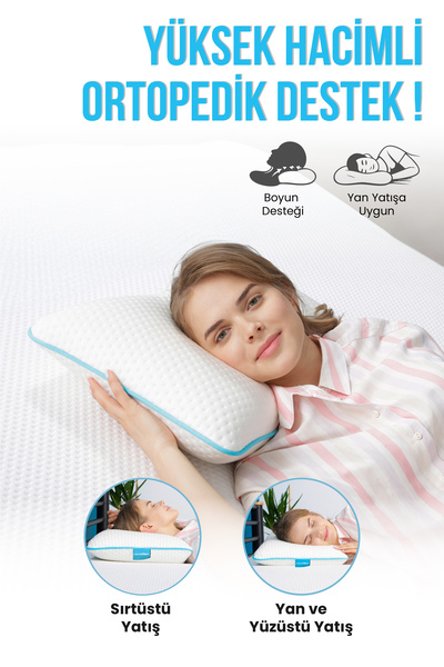 Viscofoam Comfy Orthopedic Pillow with Neck Support Chubby Visco Pillow - 55x35x12cm