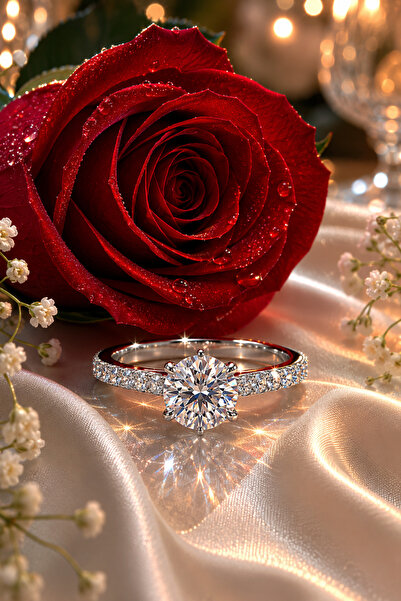 Crystal Diamond Zirconia Işıklı Kutuda,Pırlanta montür zirkon taşlı 0.75 Kara...