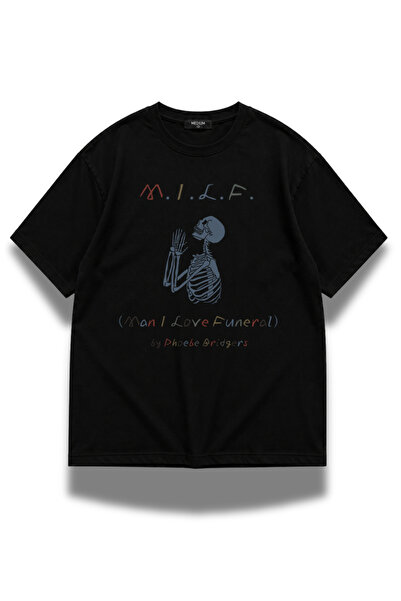 Fuddy Moda Unisex μπλουζάκι με στάμπα  "Man I Love Funeral ", Oversize μπλουζ...