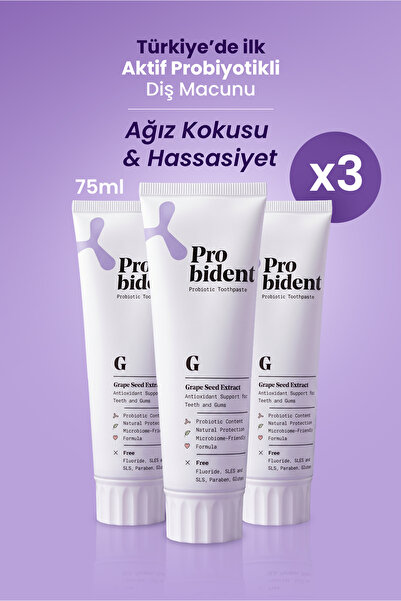 Probident رائحة الفم بالبروبيوتيك - عبوة من 3 معجون أسنان طبيعي خالي من الفلو...