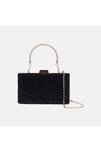Desa Kadın Siyah Taş İşlemeli Zincir Askılı Abiye Clutch