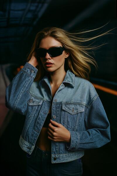 Bluewhite Γυναικείο Color Block Oversize Jean Jacket Μπλε