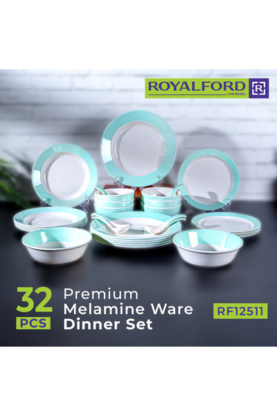 ROYALFORD 32pcs Melamineware Dinner Set RF12511 Includes Deep and Side Plates...