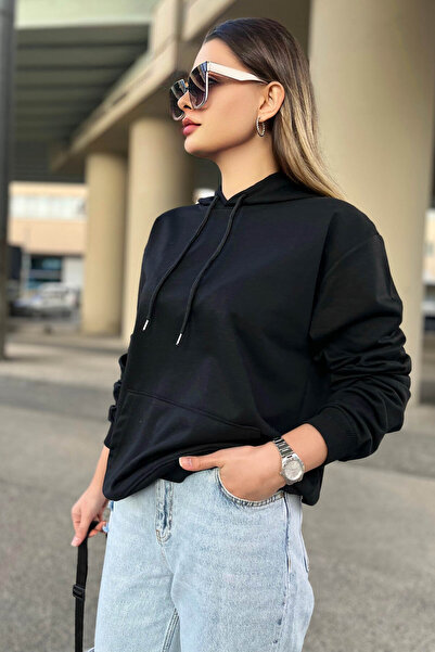 TOFİSA Kapüşonlu Sweat Siyah - 23003