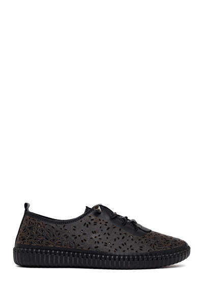 Derimod Pantofi confortabili din piele cu model negru pentru femei 26AFD332618