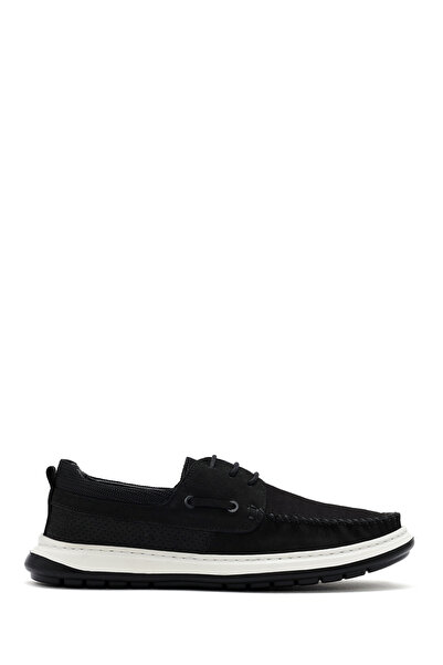 Derimod Men's Black Lace-Up Nubuck Leather Casual Shoes 25Sfd6810V3