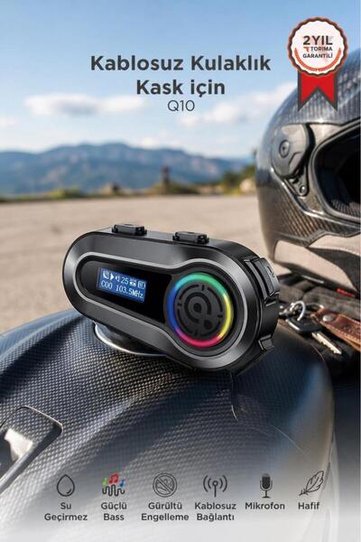 Torima Motosiklet Bluetooth Kask Kulaklığı Lcd Ekranlı İnterkom Q10 Siyah