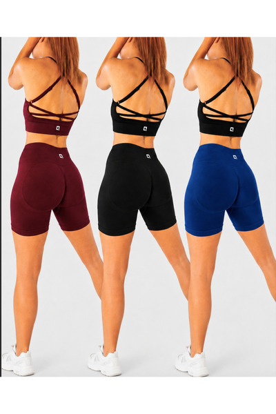 HARSFIT 3-Pack Briza Seamless Scrunch High Waist Sports Shorts